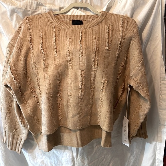 Urban Outfitters Sweaters - Urban Outfitters Lumiere Camel Distressed Lg Sleeves Sweater. Size S. P325/A